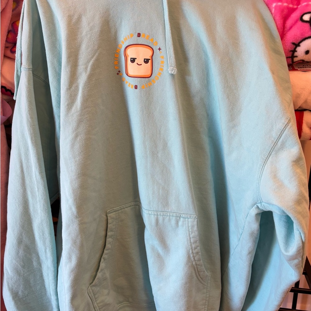 Friendship Bread Light Blue Hoodie with Graphic Design